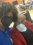 Mattie Mobley on her 108th birthday with her great niece in 2022.