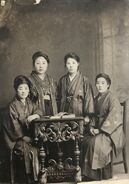 Nakachi (second from the left) in 1923, when she became a teacher.