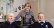 Marcel Meys in December 2017, aged 108, with Marie-Alice Seux and the mayor Pierre Langlais.