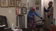 Willis using a walker on her 111th birthday in 2020