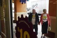 Francis and his wife Priscilla on his 105th birthday at Planet Fitness in Naples, Florida in 2013.