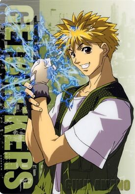 Anime manga depiction of a male character with electric powers