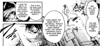 Kagami exists in different frames of time, because he comes from a completely different universe