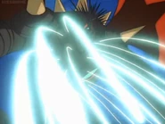 Shin Dragon firing getter beams from it's body.