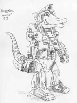 Gex in his Mecha costume sketch