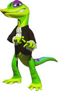 Gex imitating a pose of Austin Powers