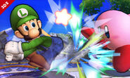 Luigi beating the out of Kirby with his .