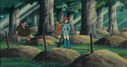 Die Menschen vergraben die Flüchtlinge aus Pejite, als Nausicaä Motorenlärm hört.