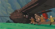 Die Menschen im Tal verabschieden sich von ihrer Prinzessin Nausicaä und ihre Männer.