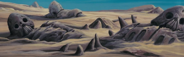 Die Fossilien der Kriegstitanen zeugen von einer grausamen Vergangenheit der Menschen.