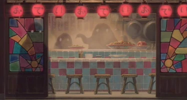 Im Restaurant erscheinen die Einwohner von Reikai.