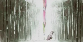 Kimonos werden in die Höhe geschossen. Sakaki sieht darin einen göttlichen Auftrag.