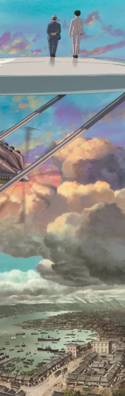 Jirō unterhält sich mit Caproni im Traum.
