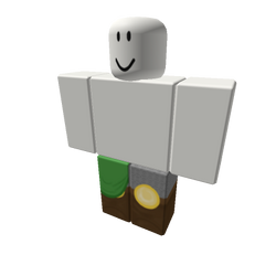 Front cover of a roblox game with a noob wearing an egg costume