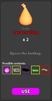 Lava Lootbag Contents