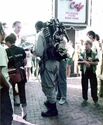 Ernie Hudson greeting moviegoers outside Westwood's AVCO theater on June 8, 1984 (Credit: Joseph Kerezman, James Greener, Jr.)