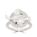 Promo Image of Ghostbusters Diamond Pave Logo Ring in Sterling Silver