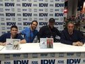 SDCC 2017 signing (L to R: Brunham, Schoening, Waltz, Ivan Reitman)