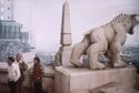 Back of Terror Dog statue on Temple of Gozer set (Credit: Michael Gross)