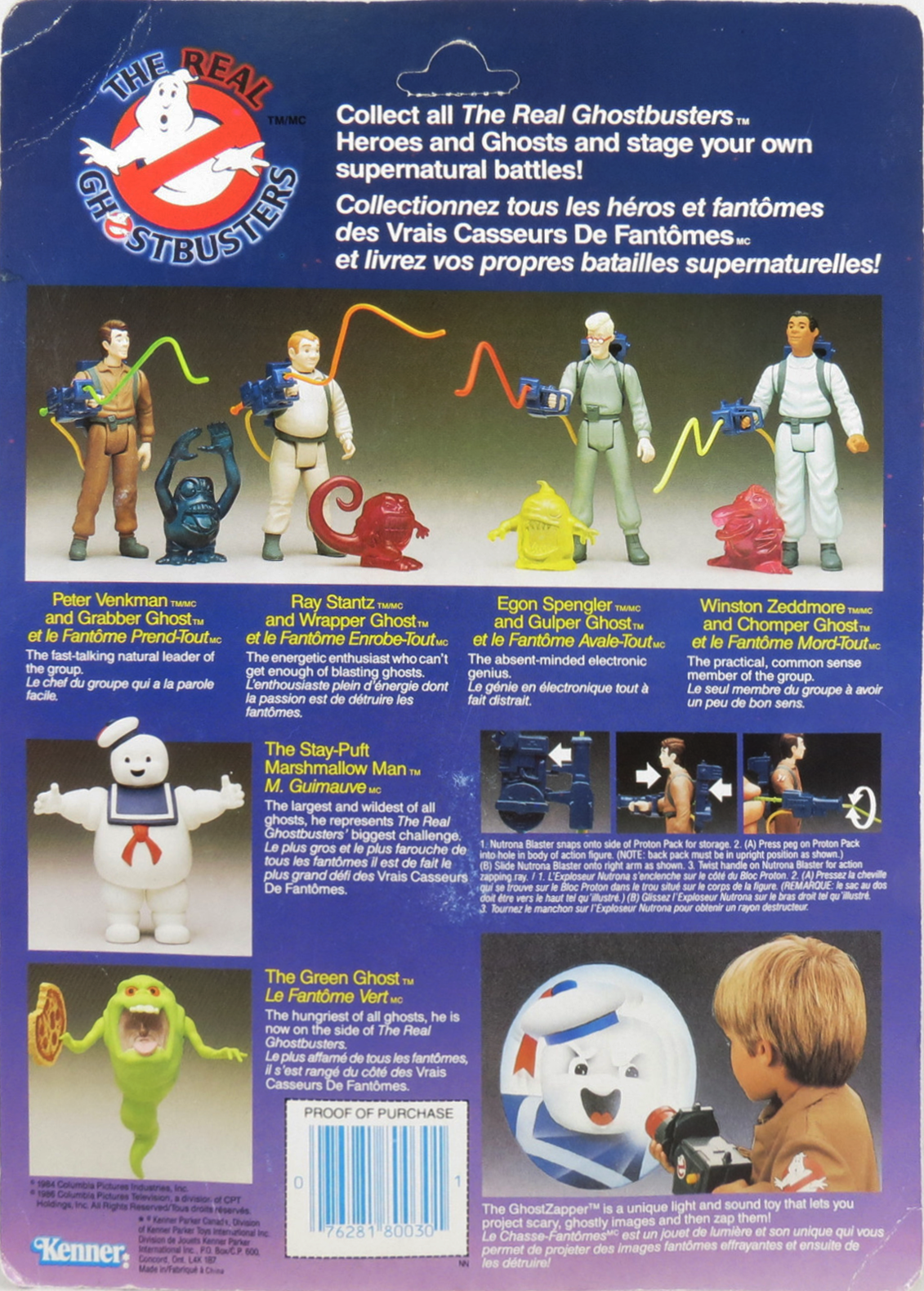 1986 Kenner The Real Ghostbusters Slimed Heroes Proof Card - Louis Tully  and Four-Eyed Ghost