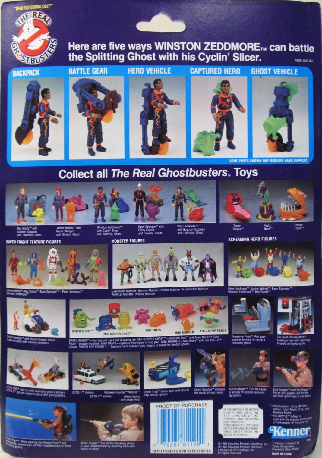 Vintage Real Ghostbusters Ghost Sweeper Vehicle+Louis Tully Figure/Accessory