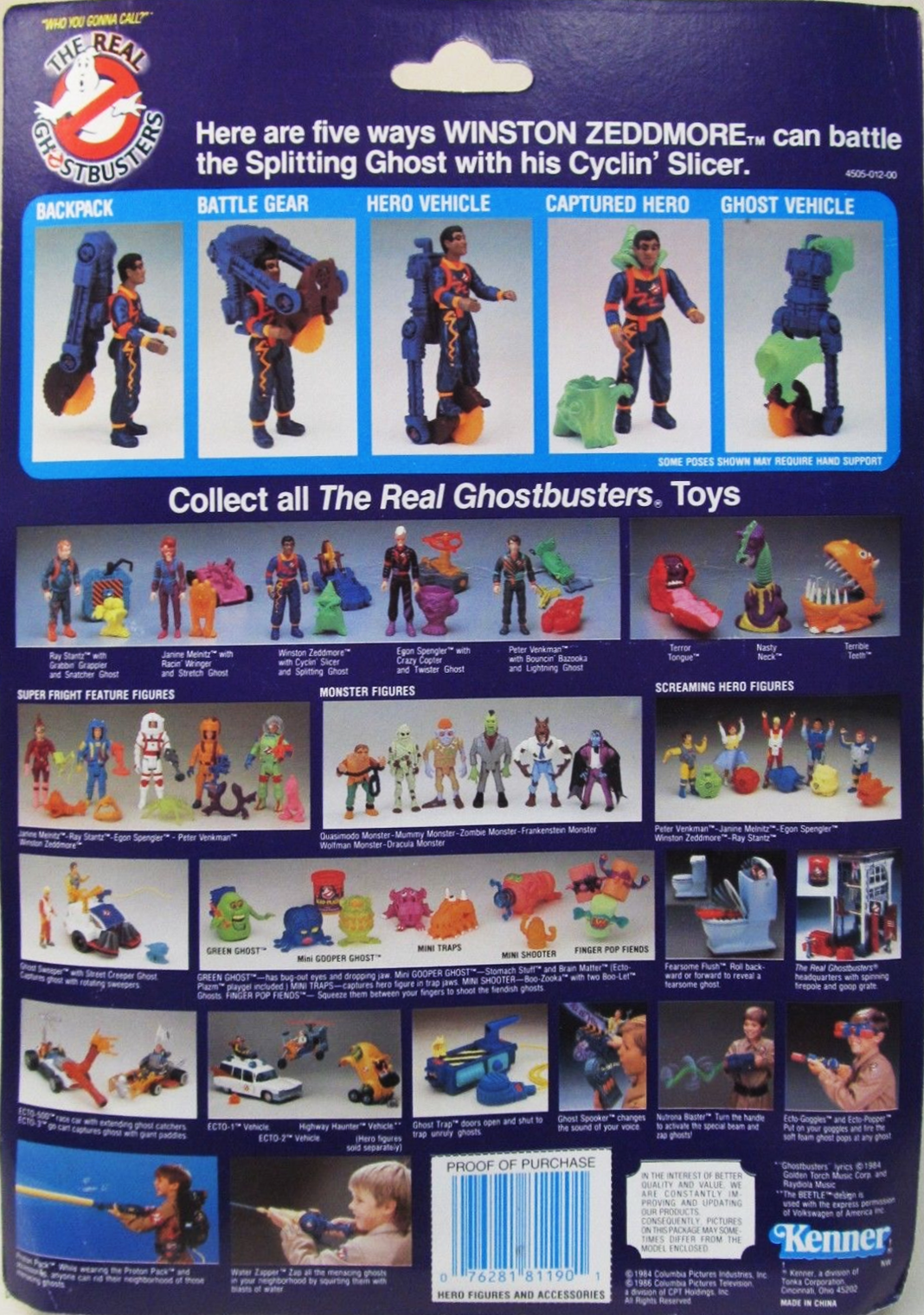 1986 Kenner The Real Ghostbusters Carded Action Figure - Slimed Heroes  Louis Tully with Four-Eyed Ghost