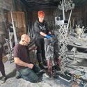 SFX team sets up frozen adventurers in ballroom set (Credit: Alex Vlcek)