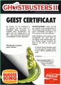 Netherlands 1989 by Burger King for Ghostbusters II Ghost Licence