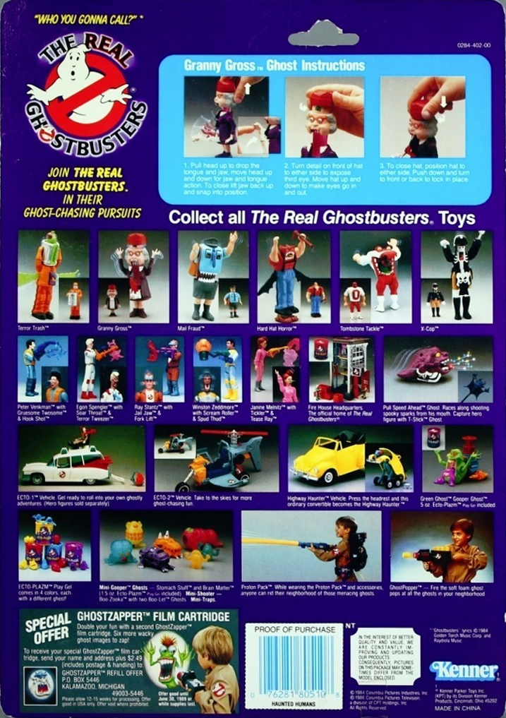 1986 Kenner The Real Ghostbusters Slimed Heroes Proof Card - Louis Tully  and Four-Eyed Ghost