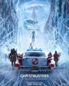 Poster for Ghostbusters: Frozen Empire "Ecto-1 towards Empire State Building" for standard Spanish in addition to Bolivia and Uruguay