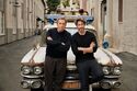 Ivan and Jason Reitman in front of Ecto-1 9/28/2021 (Credit: EMPIRE)