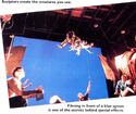 Jim Fye filming scene as Tony Scoleri in front of blue screen, seen on page 19 of The Real Ghostbusters Magazine Winter 1990