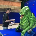 FrozenEmpireArienTuitenSlimerPuppetBts02.jpg (119 KB) Arjen Tuiten with Slimer puppet used for Frozen Empire during blue screen filming (Credit: Arjen Tuiten)