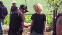 Carrie Coon between scenes of Ghostbusters: Afterlife at Farmhouse set, seen in Tested YouTube 8/3/21