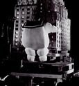 Stay-Puft approaching miniature of Shandor apartment building, seen in Making Ghostbusters p.191