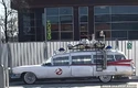 Ecto-1 seen at filming location at 55 Broadway on April 21, 2023 (Credit: Daily Mail)