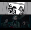 Heiko von Drengenberg's storyboard of Gary, Callie, and Phoebe looking out Phoebe's window (Credit: Heiko von Drengenberg)
