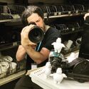 Behind the scenes during filming in a hardware store (Credit: Jason Reitman)