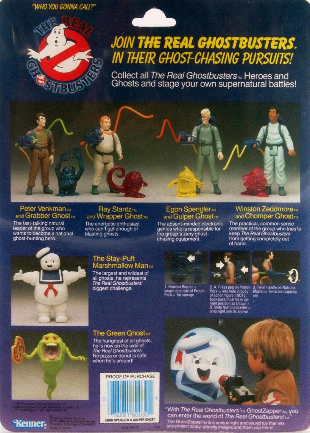 Real Ghostbusters: Ecto-Glow Heroes Louis Tully and Meanie Wienie Ghost,  Jan 1991 Action Figure by Kenner