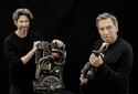 Ivan and Jason Reitman with Proton Pack and Particle Thrower (Credit: EMPIRE 11/2021)