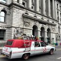 Day 88 of filming: Ecto-1 in front of Surrogate's Court on 31 Chambers Street (credit: instagram user nuzzyfuzzy)