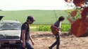 Jason Reitman and Finn Wolfhard on Farmhouse set, seen in Tested YouTube 8/3/21