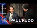 Paul Rudd on The Late Show on March 13, 2024