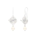 Promo Image of Ghostbusters Diamond & Pearl No Ghosts Symbol Dangle Earrings in Sterling Silver
