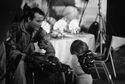 Behind the scenes photo of Bill Murray with his son Homer in the Biltmore banquet room (Credit: Vanity Fair/Gemma Lamana)