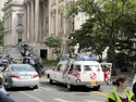Ecto-1 filming at City Hall Park in New York on June 4, 2023 (Credit: mardin_chatzuk)