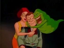 Janine Melnitz and Louis Tully, Partners in Slime, The Real Ghostbusters  animation cel, in O. M. Winters's Animation Art Comic Art Gallery Room