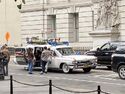 Ecto-1 filming at City Hall Park in New York on June 4, 2023 (Credit: mcleavyd)