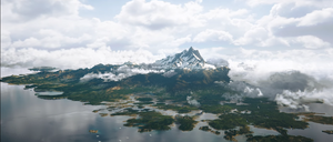 View of Maunga Nui island in the reveal trailer.