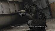 Kozak with a suppressed MP7 during the prison infiltration level of the game